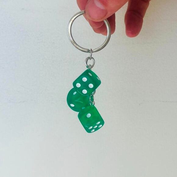 Y2k 2000s vintage style green dice key chain - Picture 1 of 7